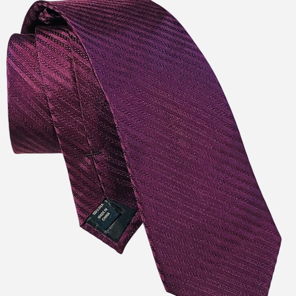 Pronto Uomo 100% Silk Tie – Solid & Striped Textured Wine Purple